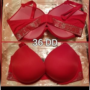 SZ 36DD VS PINK WEAR EVERYWHERE SUPER PUSH UP BRA